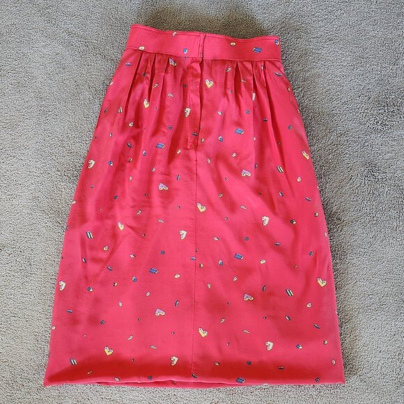 Vintage Chloe made in France tetris print midi pockets silk skirt Sz S - Picture 6 of 9